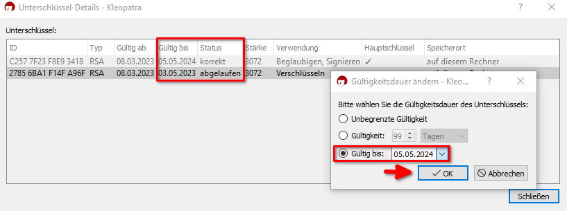 ein neues Ablaufdatum eintragen
